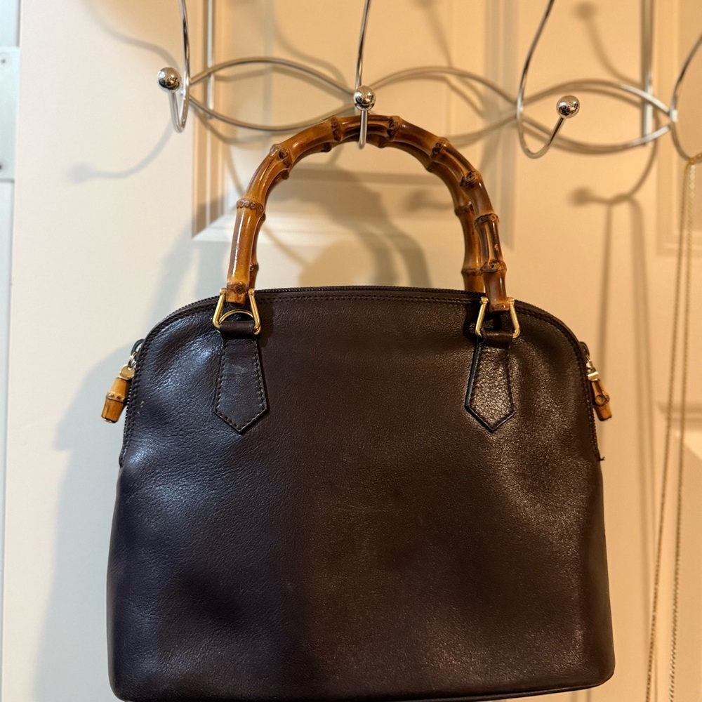 Gucci Dark Brown Leather Bag with Bamboo Handle - Picture 3 of 6